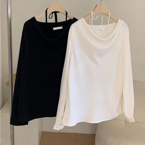 正韓垂墜感掛脖雪紡上衣 $1080 (1)