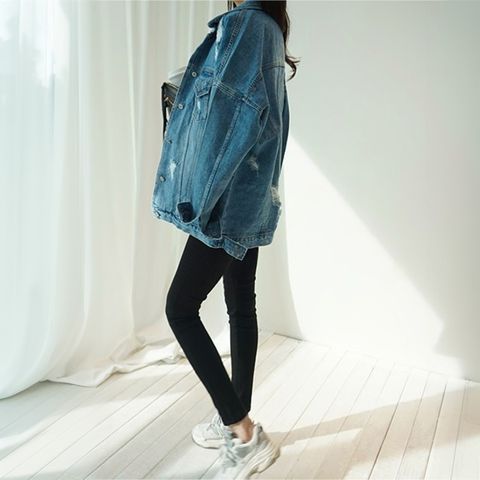 正韓個性刷破寬鬆牛仔外套-148 (1)