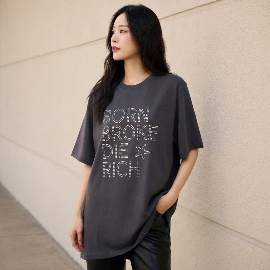 正韓水洗絲棉質英字短袖上衣｜$980 (4)