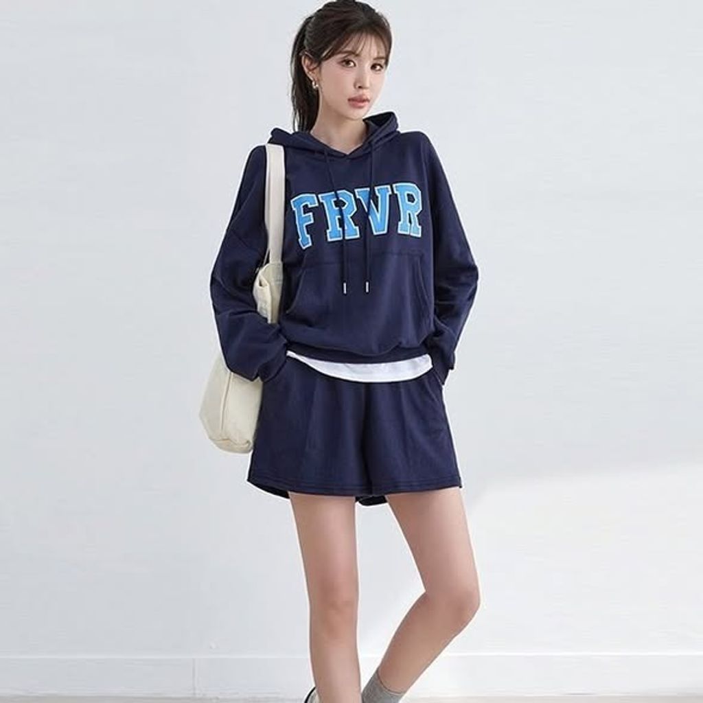 正韓FRVR字母連帽上衣&A字版型短褲 套裝 $1180 (3)