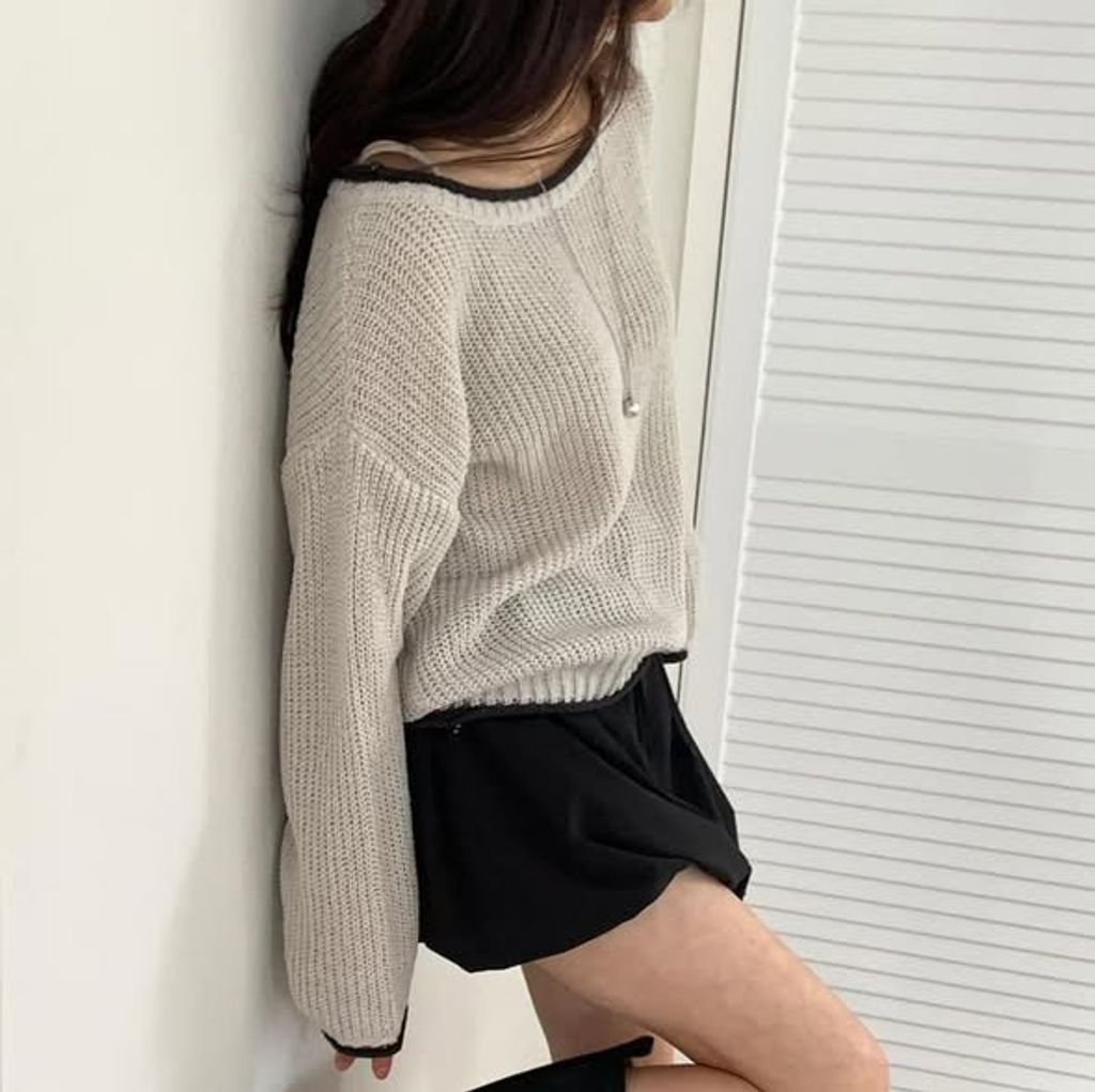 正韓配色慵懶感針織上衣 $695
