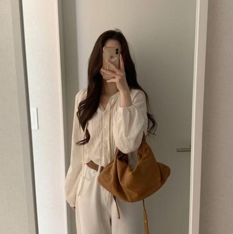 正韓細緻壓褶垂帶襯衫上衣-148 (1)
