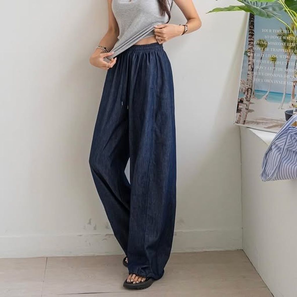 正韓慵懶單寧牛仔直筒休閒褲-118 (1)