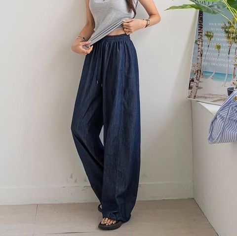 正韓慵懶單寧牛仔直筒休閒褲-118 (1)