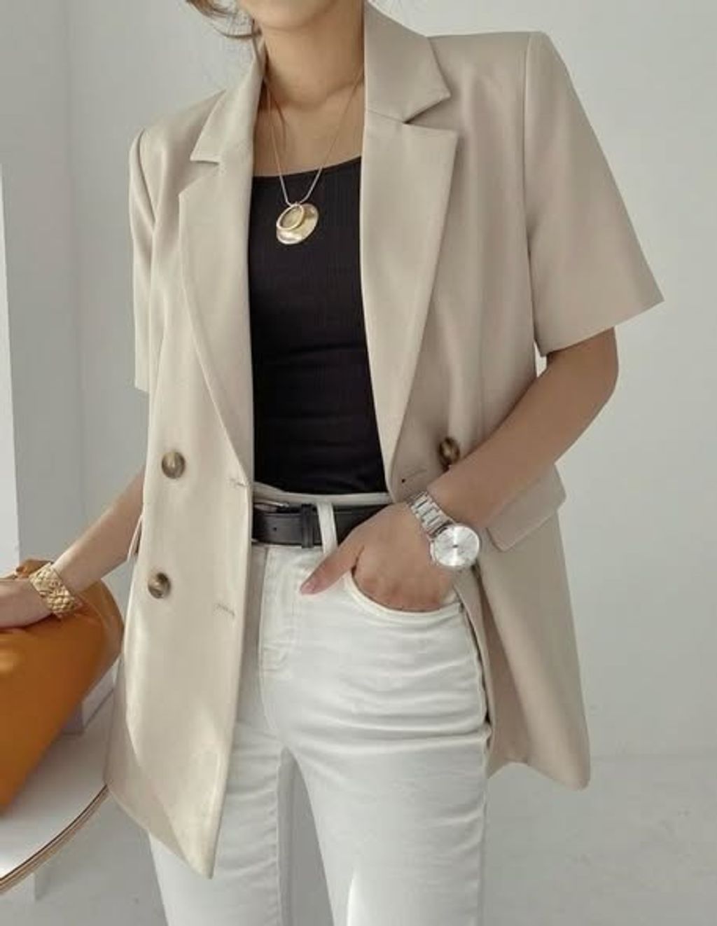 正韓後雪紡拼接西裝外套 $980 (1)