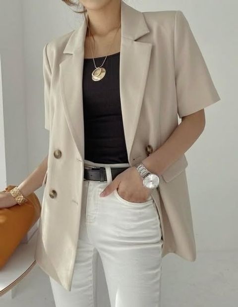 正韓後雪紡拼接西裝外套 $980 (1)
