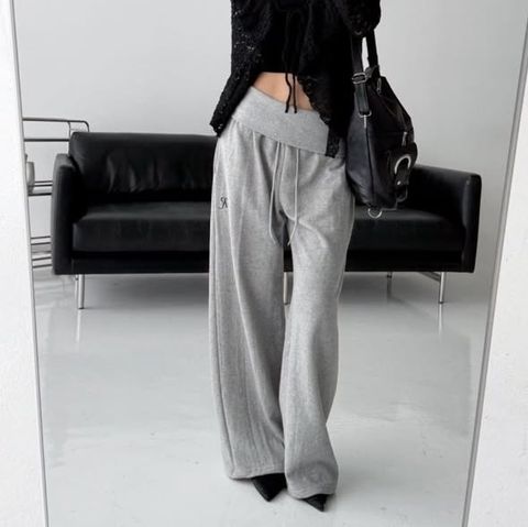 正韓大翻領寬版休閒棉寬褲 $890 (1)