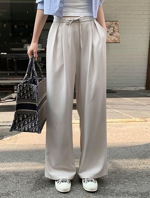 正韓寬鬆垂墜感綁帶西裝褲 $980 (1)