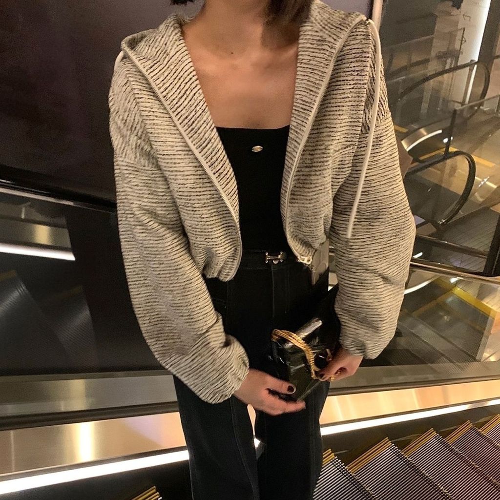 正韓泡泡袖毛呢連帽夾克外套-368 (2)