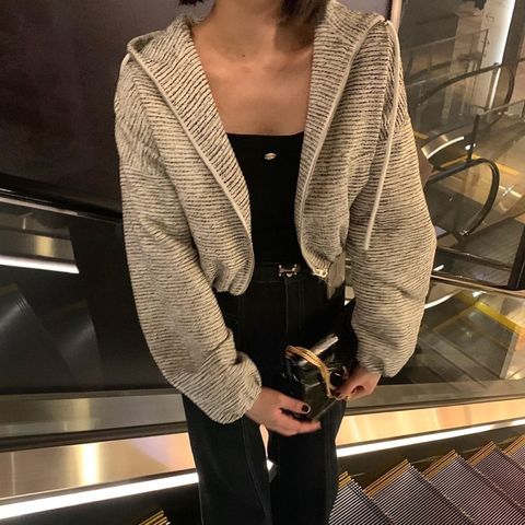 正韓泡泡袖毛呢連帽夾克外套-368 (2)