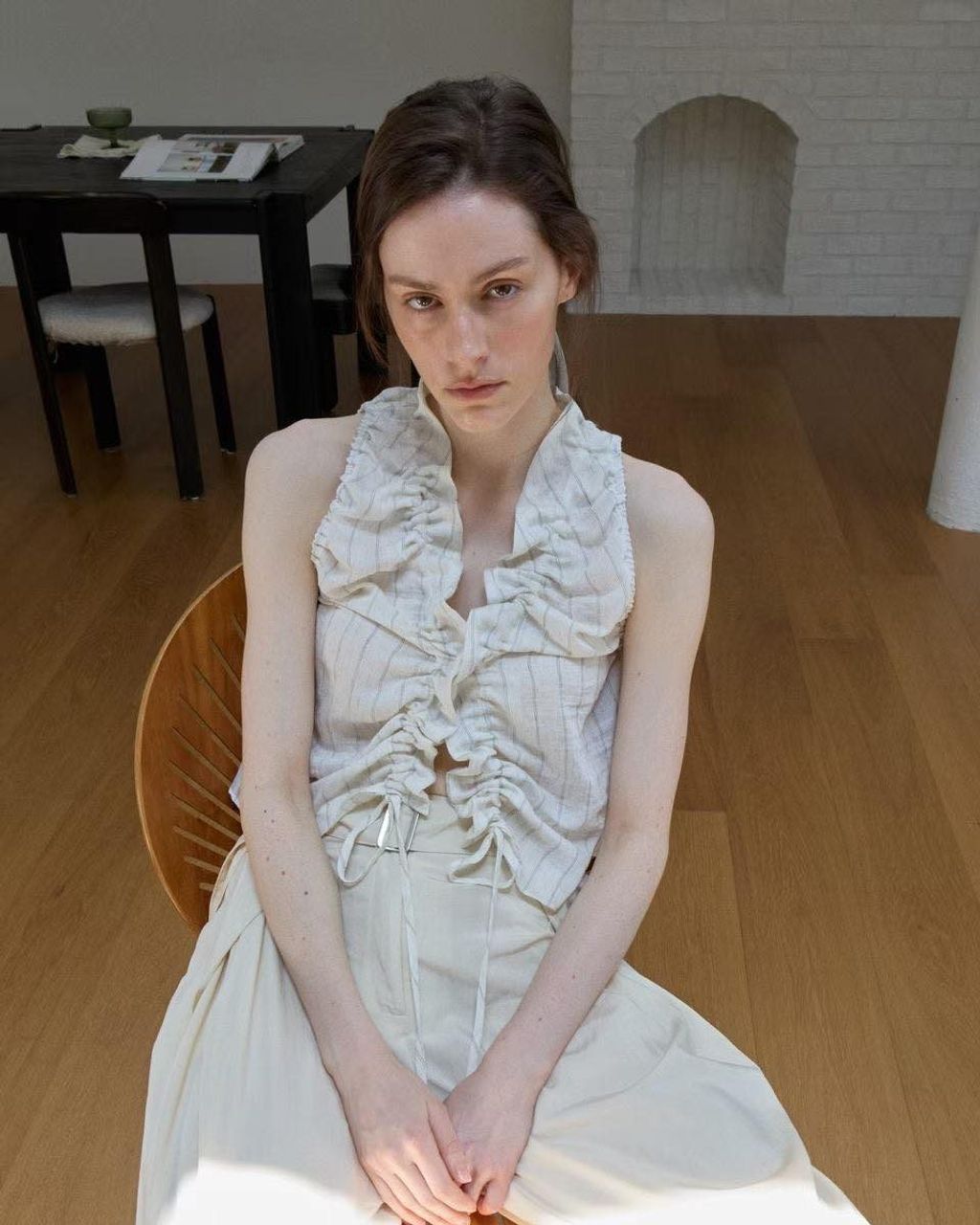 正韓抓皺抽繩短版背心上衣-138 (1)