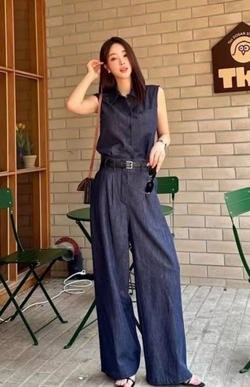 正韓俐落背心上衣&寬褲 套裝-148 (2)