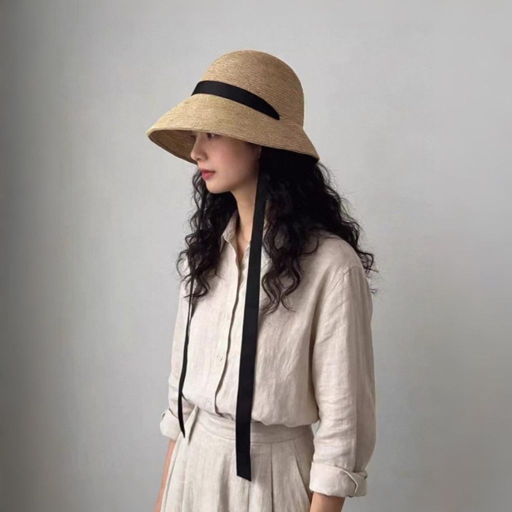 正韓緞帶綁帶草編帽｜$980 (1)