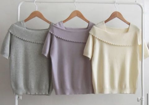 不對稱衣領甜美上衣-118 (4)