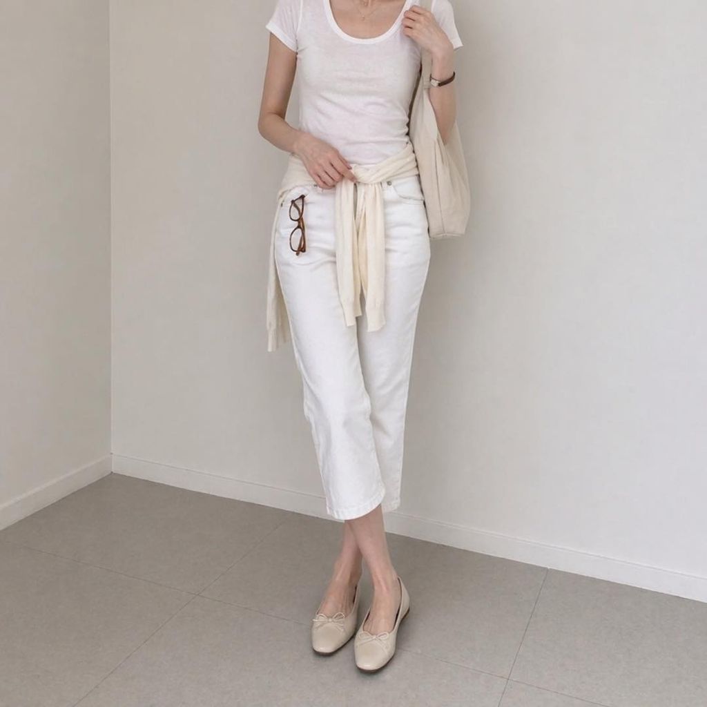 正韓七分棉質牛仔褲｜$990 (1)