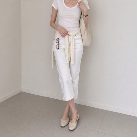 正韓七分棉質牛仔褲｜$990 (1)