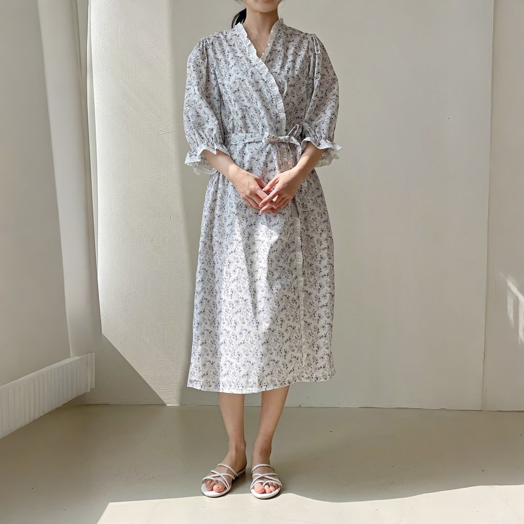 正韓棉質輕柔睡袍長袍-128 (5)