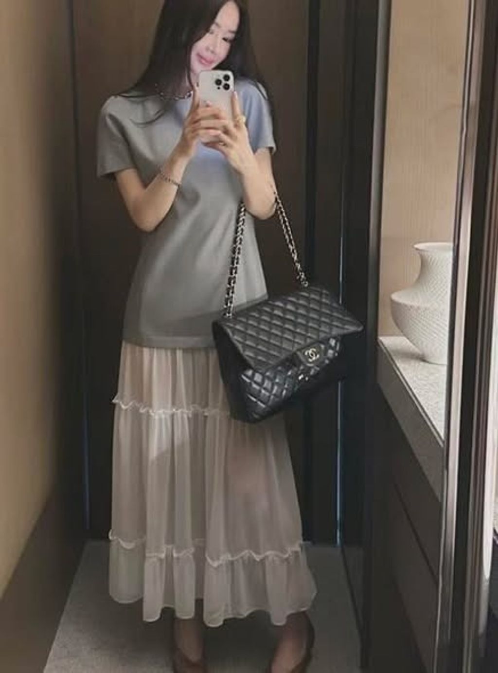正韓拼接層次柔美長洋裝-118 (2)