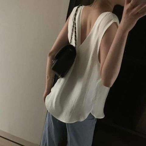 人造絲小露背後U領上衣-178 (6)