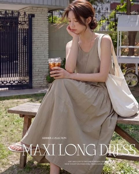 正韓圓弧曲線背心傘狀洋裝 $980 (1)