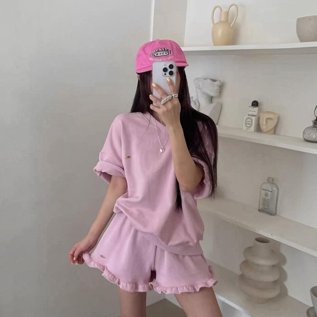 正韓荷葉滾邊兩件式休閒套裝-128 (6)