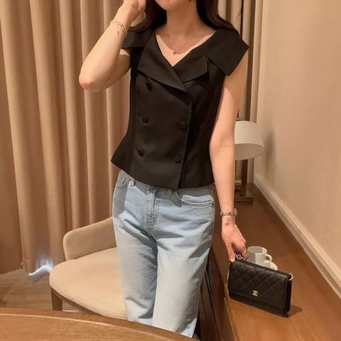正韓質感雙排釦西裝背心-218 (1)