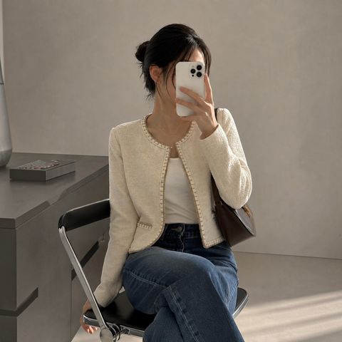 金色滾邊粗花呢外套980 (1)