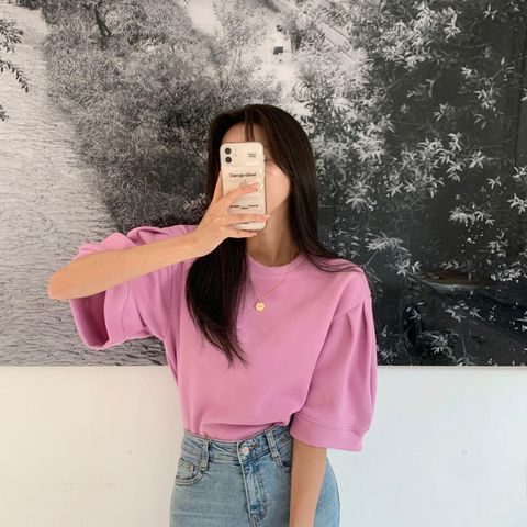 立體泡泡袖棉質上衣$980 (3)