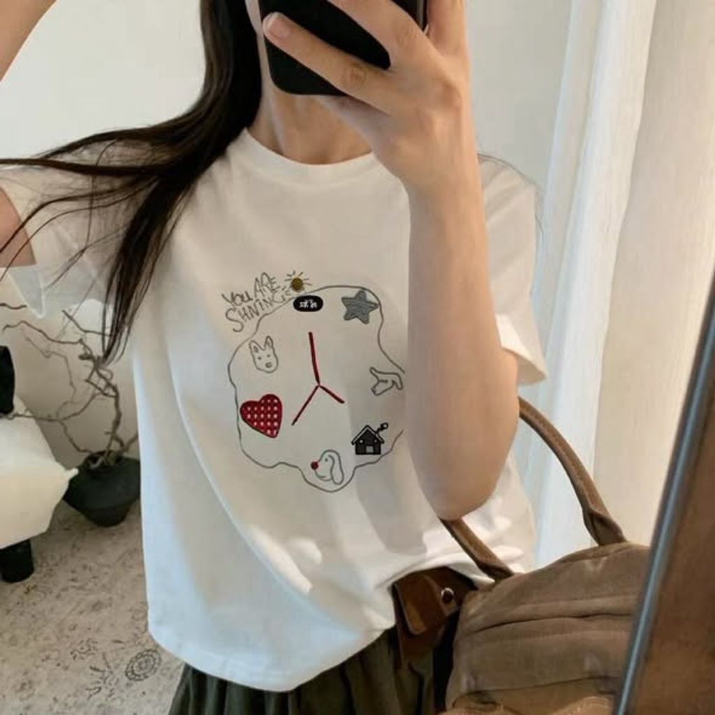 童趣手繪刺繡短袖T恤695 (2)