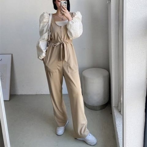排釦綁帶連身褲 $890 (1)