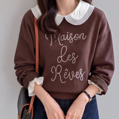 法字立體刺繡上衣795