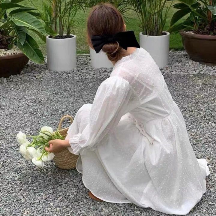 質感蕾絲滾邊領拼接收腰洋裝-118