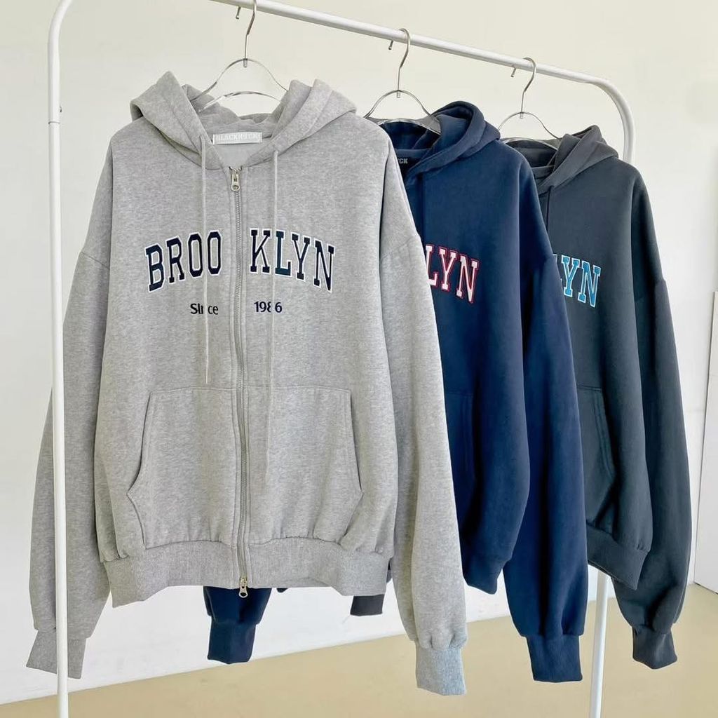 Brooklyn 字母連帽拉鍊外套-138