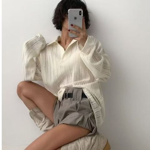 imageye___-_ 翻領寬鬆率性針織上衣 $890 (1)