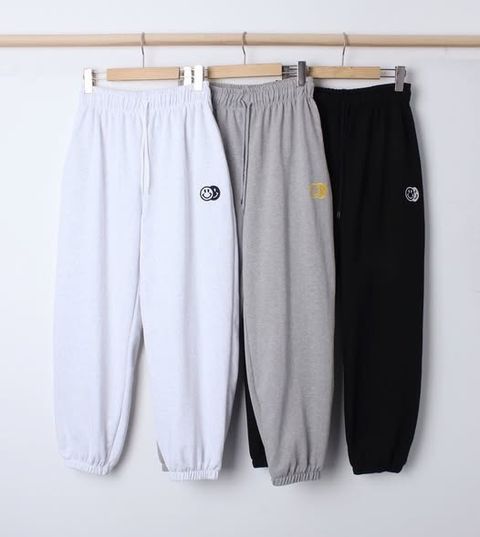 韓國電繡笑臉褲腳縮口棉褲 $690 (1)