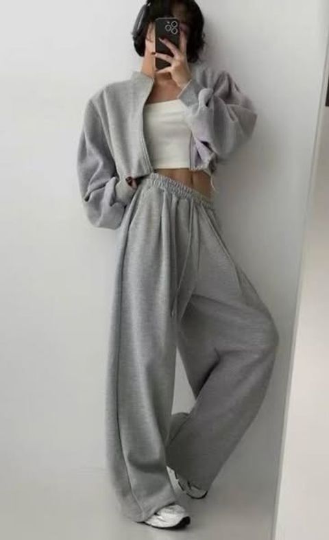 拉鍊外套+休閒寬褲 套裝 $1080 (3)