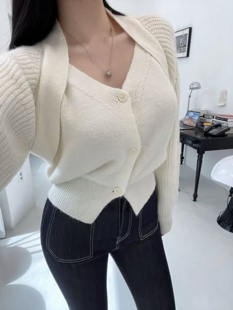 正韓拼接短外套罩衫針織上衣｜$1080 (1)