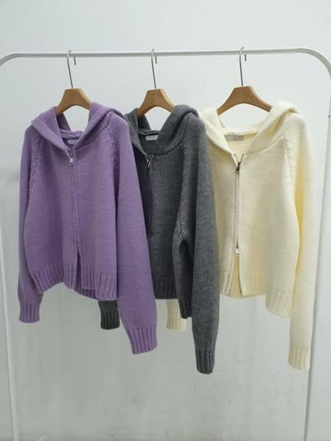 韓國直送🇰🇷正韓日常純色針織拉鍊外套｜$980 (1)