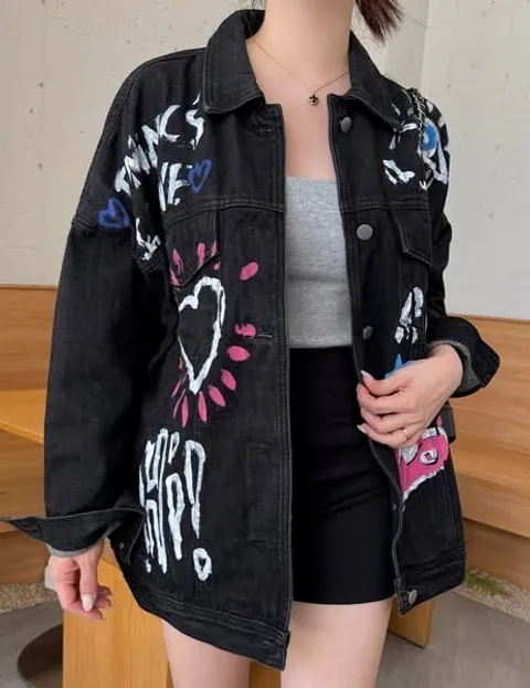 塗鴉口袋牛仔外套 -168 (1)