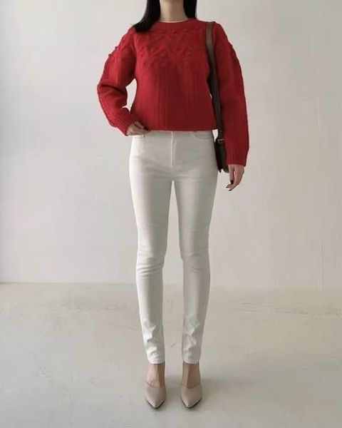 正韓刷薄毛貼腿顯瘦修身色褲｜$1080 (2)