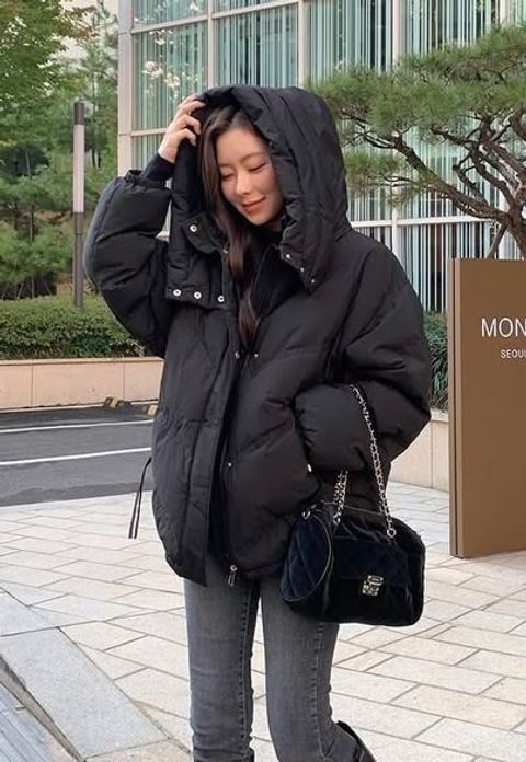 正韓車線壓紋立領連帽鋪棉外套-158 (3)