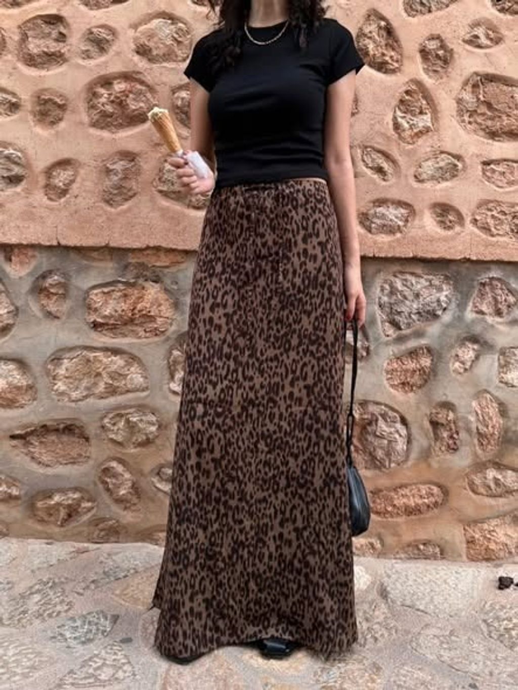 腰圍彈性豹紋垂墜長裙-148 (3)
