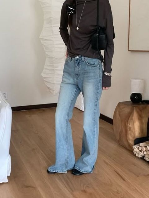 正韓高腰微喇牛仔褲-148 (1)