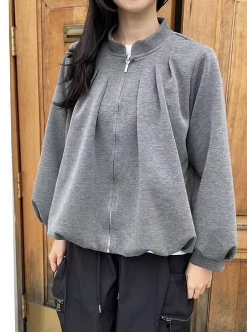 正韓可愛南瓜澎澎版型壓線拉鍊外套｜$990 (1)