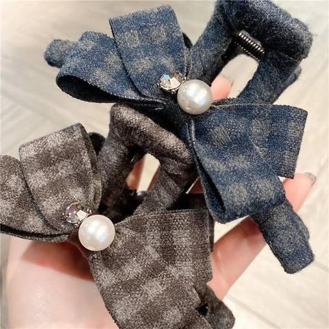 正韓格子蝴蝶結大抓夾 $295 (1)