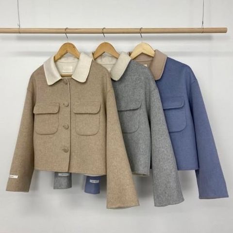 正韓撞色毛呢時尚外套-168 (1)