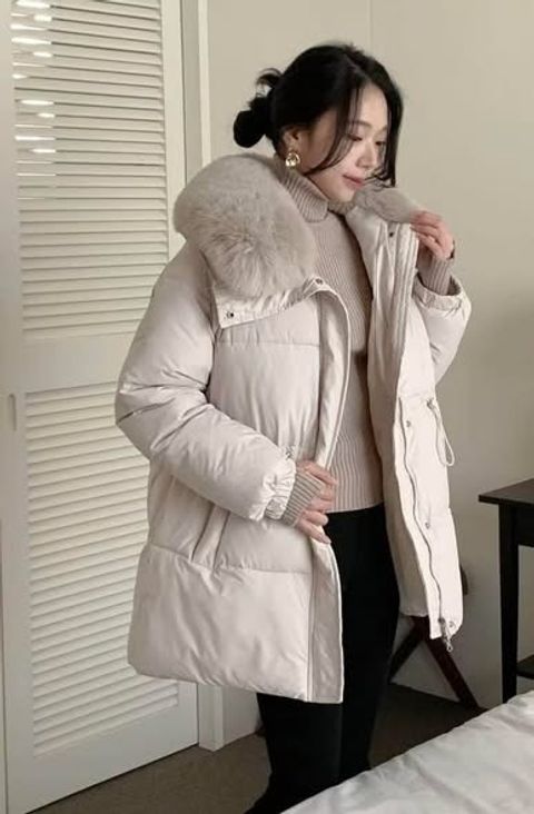 正韓質感毛毛可拆羽絨棉外套-238 (1)