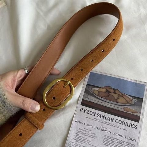 正韓橢圓造型仿麂皮皮帶 $250 (2)