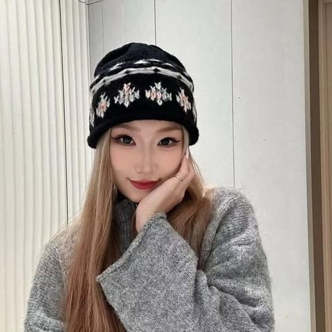 正韓混色配色針織包帽 $480 (1)