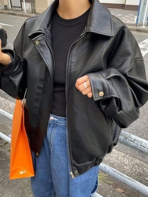 正韓帥氣皮革拉鍊外套-238 (1)